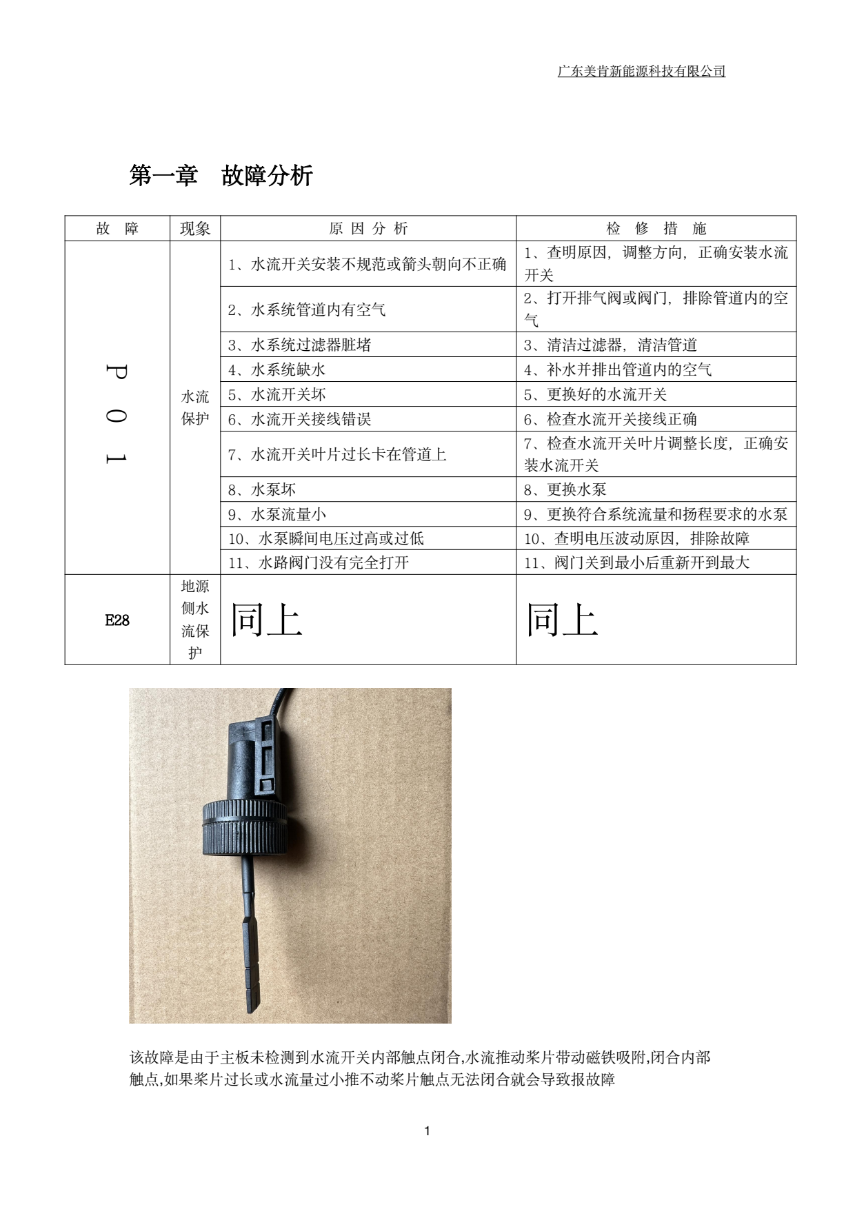 美肯故障分析表-空气能技术汇总社区-空气能热泵-游鱼网